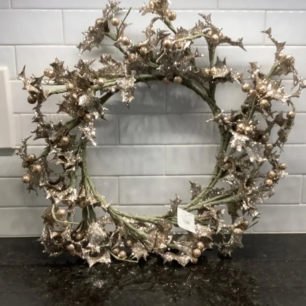 Glitter Holly 15 Inch Artificial Wreath